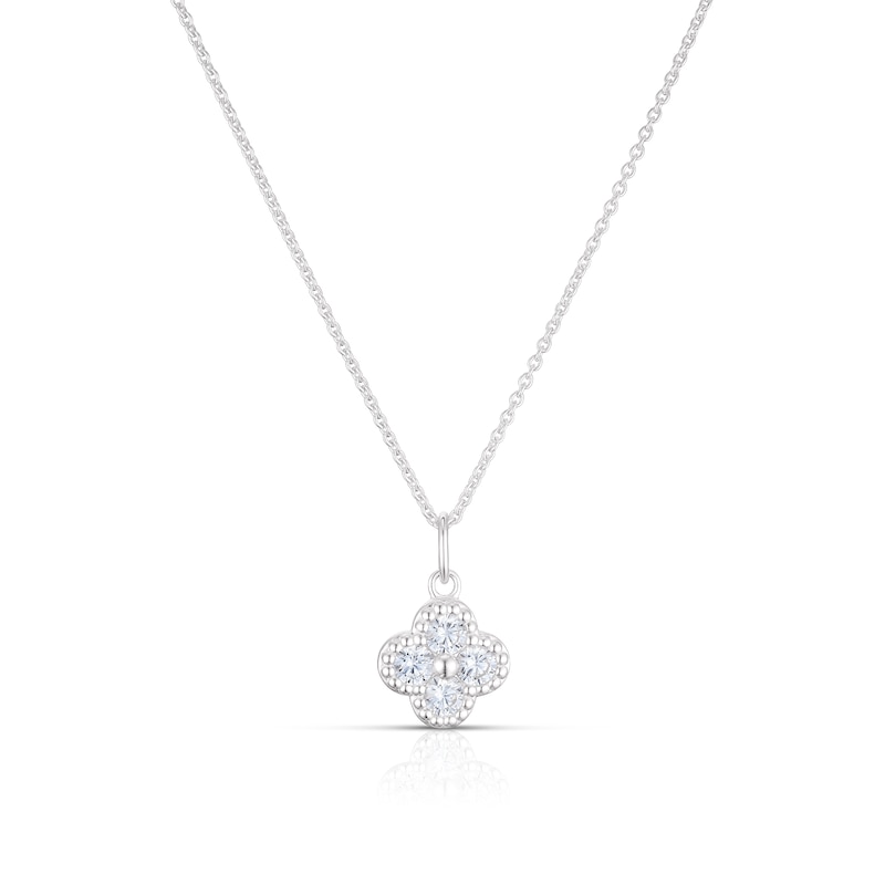 Sterling Silver Cubic Zirconia Clover Necklace