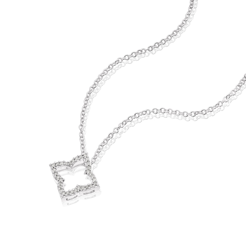 Sterling Silver 0.08ct Diamond Clover Pendant