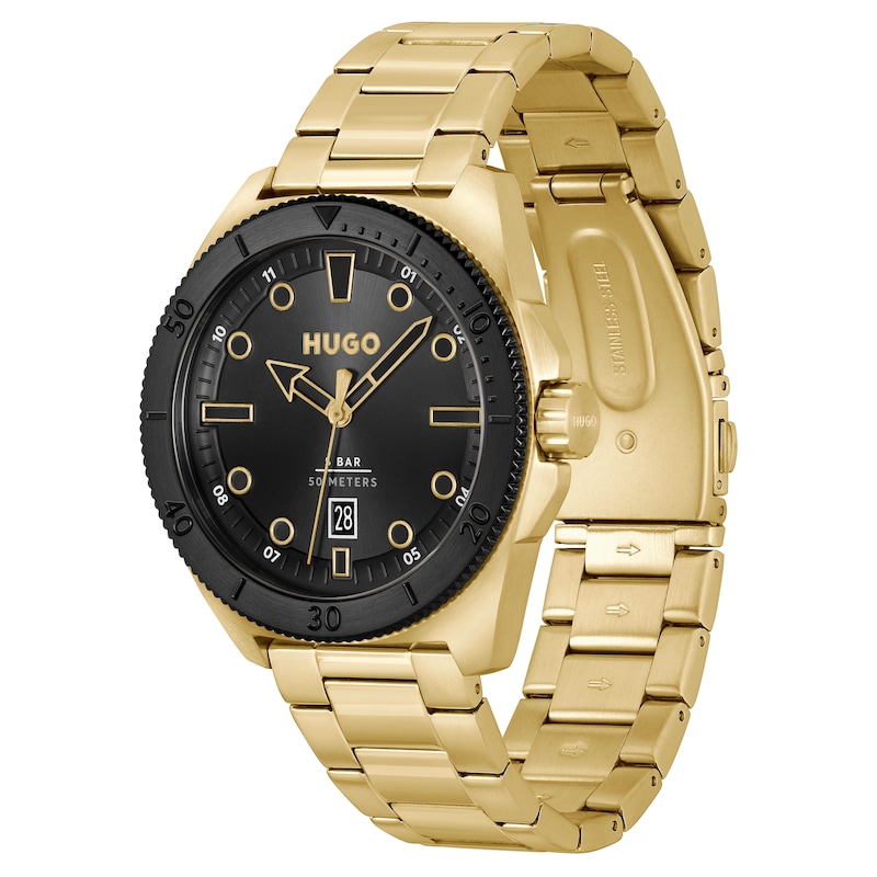 HUGO #VISIT Men's Gold IP Bracelet Watch