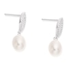 Thumbnail Image 1 of Sterling Silver Pearl & Cubic Zirconia Marquise Earrings