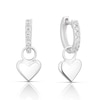 Thumbnail Image 0 of Sterling Silver Cubic Zirconia White Enamel Heart Earrings