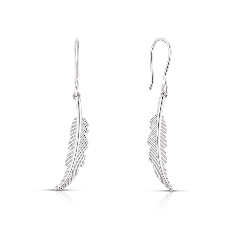 Sterling Silver Feather Drop Earrings