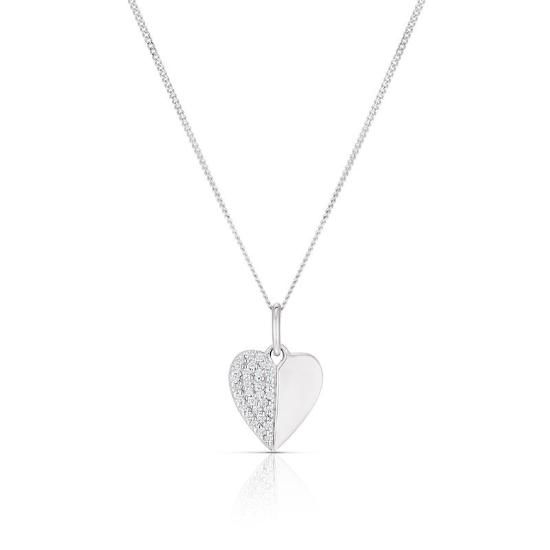 Sterling Silver Cubic Zirconia Heart Pendant Necklace