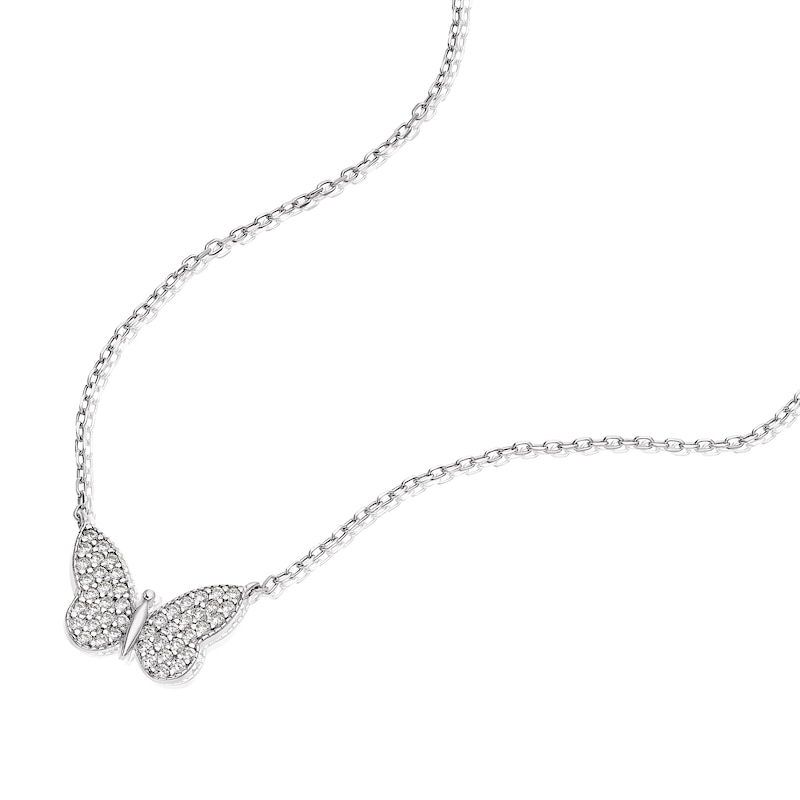 Sterling Silver Cubic Zirconia Butterfly Necklace