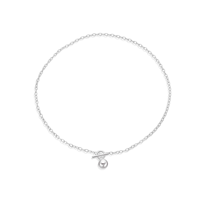 Sterling Silver Ball T-Bar Necklace