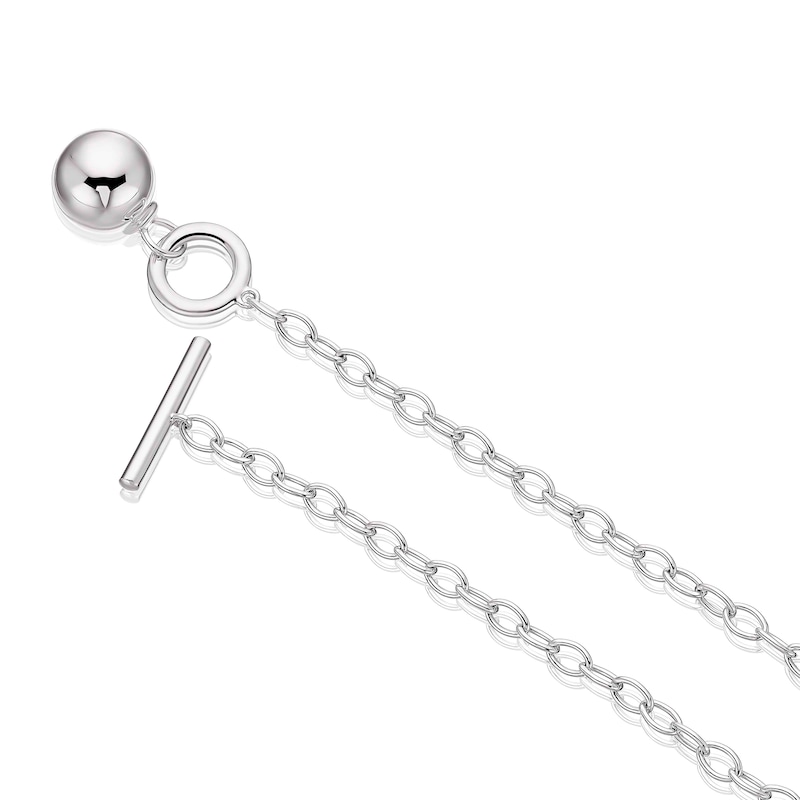 Sterling Silver Ball T-Bar Necklace