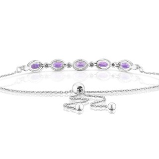 Sterling Silver Amethyst & 0.09ct Diamond Bolo Bracelet H.Samuel