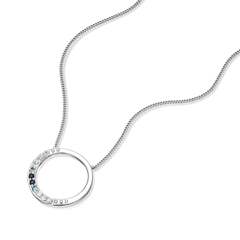 Sterling Silver Sapphire Topaz & 0.02ct Diamond Necklace