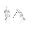 Thumbnail Image 0 of Sterling Silver 0.05ct Diamond Leaf Stud Earrings
