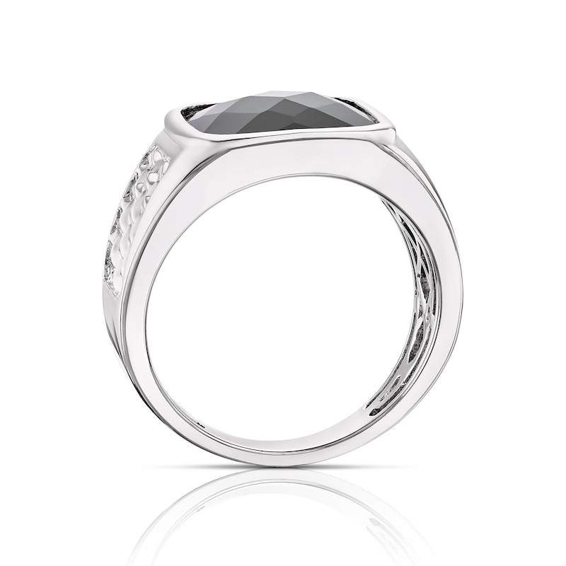 Men's Sterling Silver Black Onyx Cushion Signet Ring
