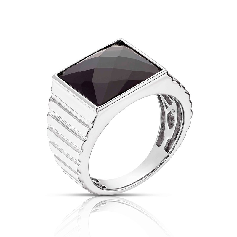 Men's Sterling Silver Onyx Square Edge Signet Ring