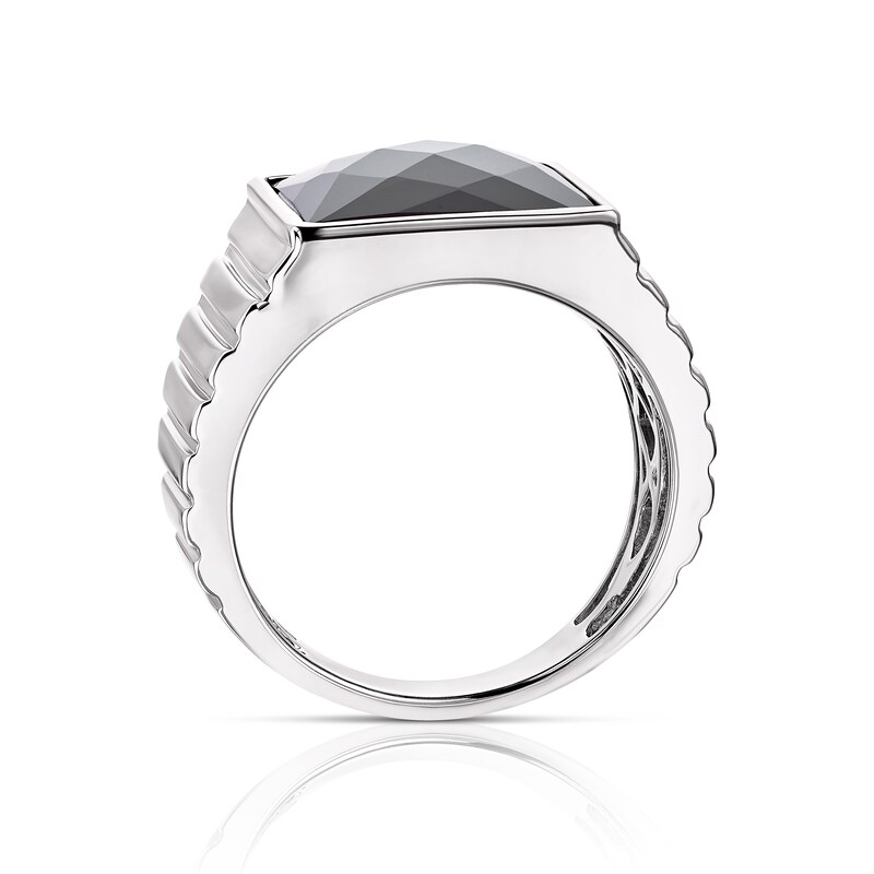 Men's Sterling Silver Onyx Square Edge Signet Ring