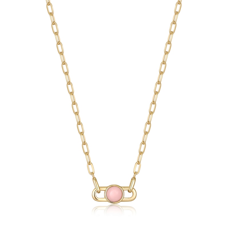 Ania Haie 14ct Gold Plated Silver Rose Quartz Link Necklace