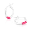 Thumbnail Image 0 of Sterling Silver Pink Enamel Bar Hoop Earrings