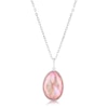 Thumbnail Image 0 of Sterling Silver Faceted Pink Shell & Crystal Oval Pendant