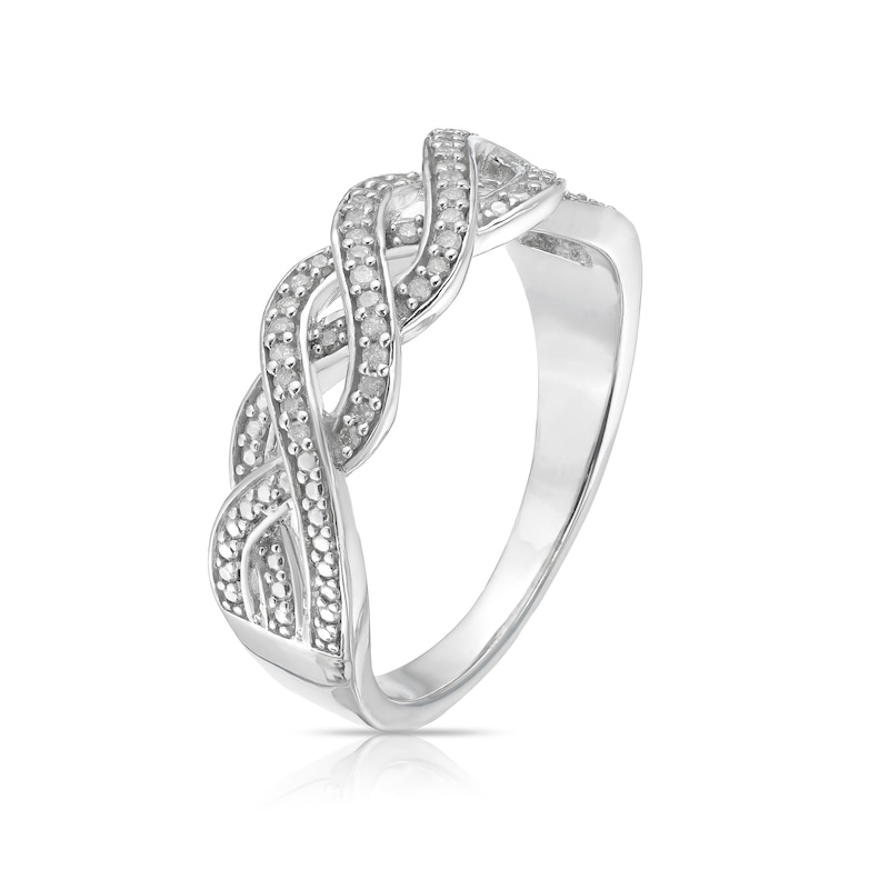 Sterling Silver 0.10ct Diamond Woven Half Eternity Ring