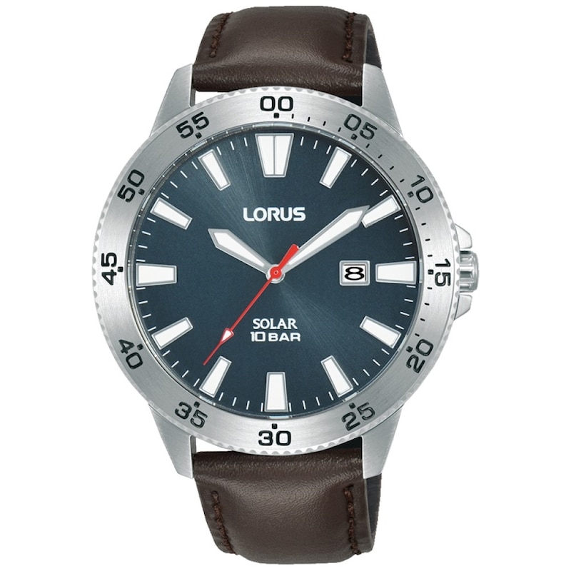 Lorus Solar Mens Brown Leather Strap Watch