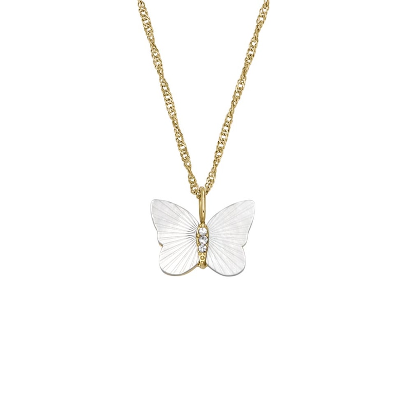 Fossil Radiant Wings Mother of Pearl Butterfly Necklace