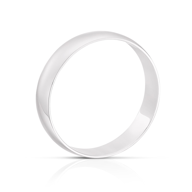 9ct White Gold 4mm Heavy D Shape Ring