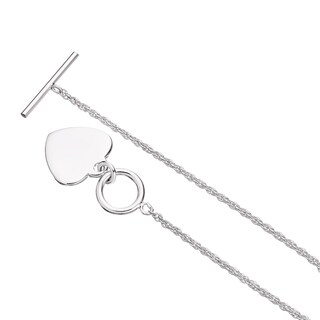 Sterling Silver TBar Heart Rope Chain Pendant Necklace H.Samuel