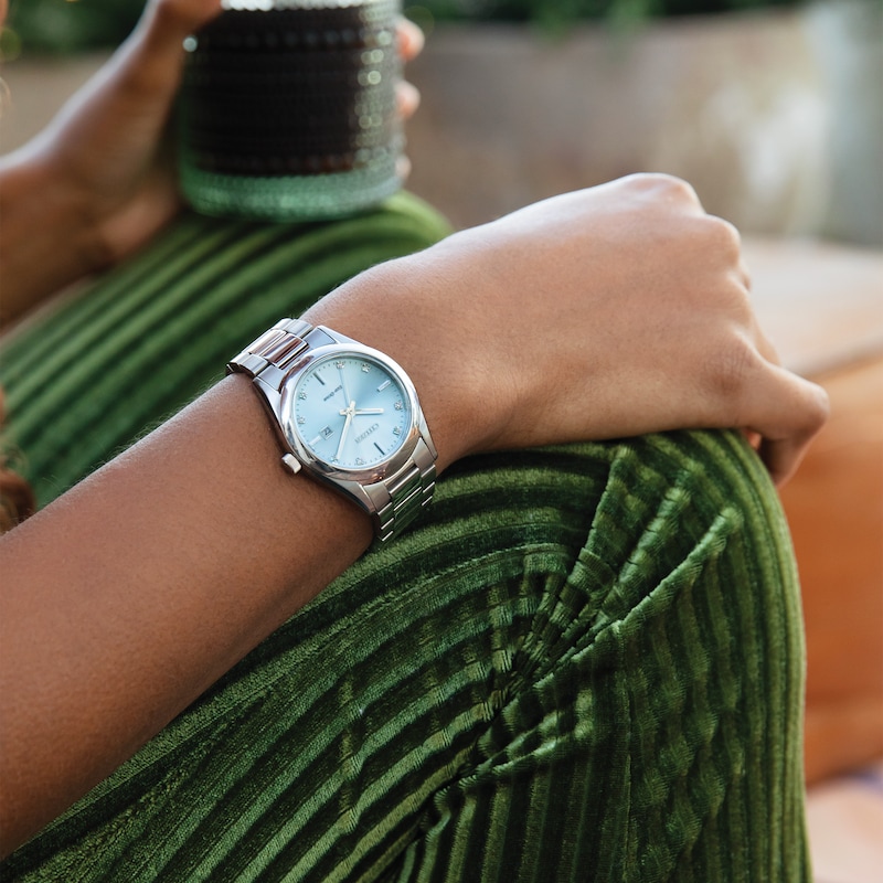 Citizen Diamond Ladies' Eco-Drive Blue Dial Stainless Steel Bracelet Watch
