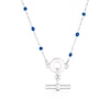 Thumbnail Image 0 of Sterling Silver Blue Bead Mini T-Bar Pendant Choker Necklace