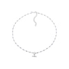 Thumbnail Image 1 of Sterling Silver Blue Bead Mini T-Bar Pendant Choker Necklace