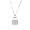 Thumbnail Image 0 of Sterling Silver Small Cubic Zirconia Padlock Pendant Necklace