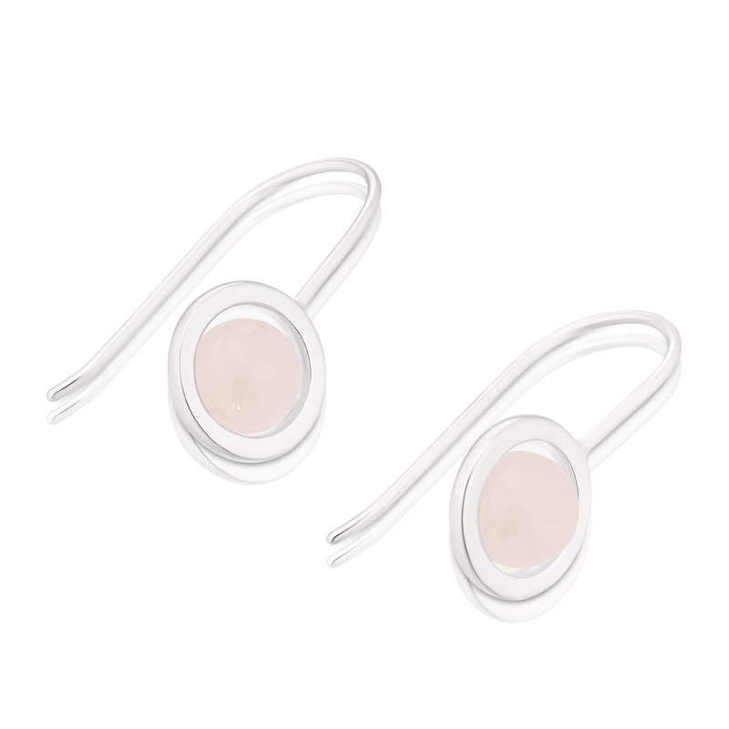 Sterling Silver Rose Quartz Sphere Hook Circle Drop Earrings