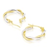 Thumbnail Image 1 of 9ct Two-Tone Yellow & White Gold Oval Twist Hoop Earrings