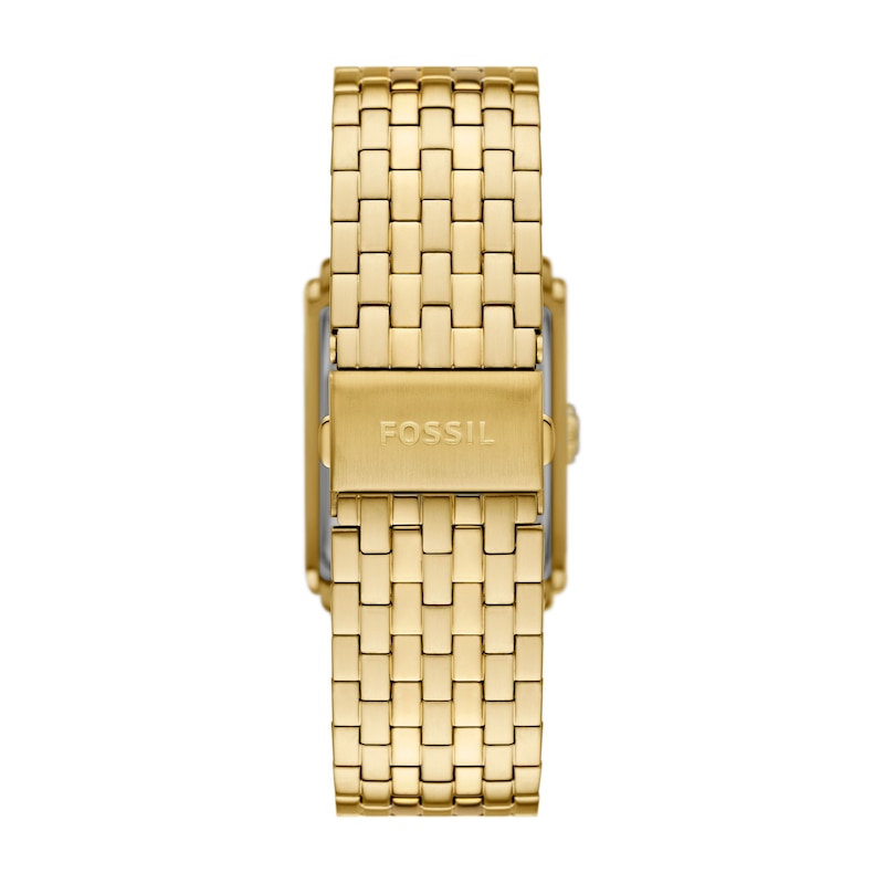 Fossil Carraway Men's Gold Rectangular Dial Gold Tone Bracelet Watch