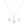 Thumbnail Image 0 of 9ct Yellow Gold Cubic Zirconia Solitaire Pendant And Earrings Jewellery Set