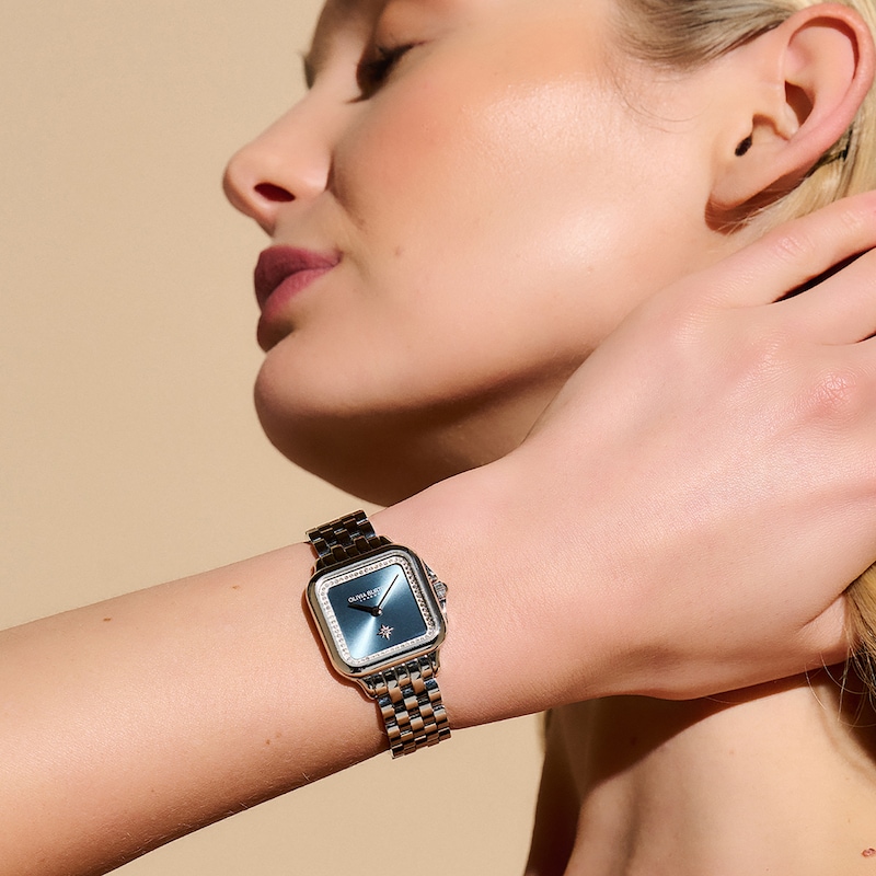 Olivia Burton 28mm Grosvenor Blue Dial & Silver Bracelet Watch