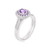 Thumbnail Image 1 of Perfect Fit 9ct White Gold Amethyst Oval Double Halo 0.15ct Diamond Bridal Set