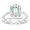 Thumbnail Image 0 of Perfect Fit 9ct White Gold Blue Topaz Double Halo 0.15ct Diamond Bridal Set