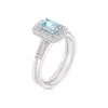 Thumbnail Image 1 of Perfect Fit 9ct White Gold Blue Topaz Double Halo 0.15ct Diamond Bridal Set