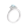 Thumbnail Image 2 of Perfect Fit 9ct White Gold Blue Topaz Double Halo 0.15ct Diamond Bridal Set