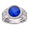 Thumbnail Image 0 of Men's Sterling Silver Synthetic Blue Onyx Diamond Detail Signet Ring
