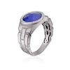 Thumbnail Image 1 of Men's Sterling Silver Synthetic Blue Onyx Diamond Detail Signet Ring