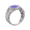 Thumbnail Image 2 of Men's Sterling Silver Synthetic Blue Onyx Diamond Detail Signet Ring
