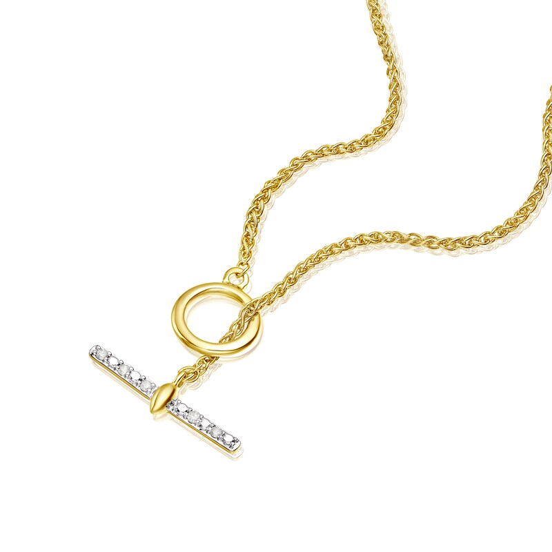 Silver Gold Vermeil Diamond T-Bar Necklace