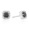 Thumbnail Image 0 of Sterling Silver Black Onyx Diamond Clover Shape Halo Stud Earrings