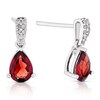 Thumbnail Image 0 of Sterling Silver Pear Cut Garnet and Diamond Drop Earrings