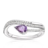Thumbnail Image 0 of Sterling Silver Pear Cut Amethyst 0.20ct Diamond Wrap Ring
