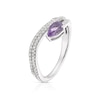 Thumbnail Image 1 of Sterling Silver Pear Cut Amethyst 0.20ct Diamond Wrap Ring