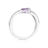 Thumbnail Image 2 of Sterling Silver Pear Cut Amethyst 0.20ct Diamond Wrap Ring