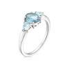 Thumbnail Image 1 of 9ct White Gold London and Swiss Blue Topaz Oval and Pear Cut Three Stone Ring