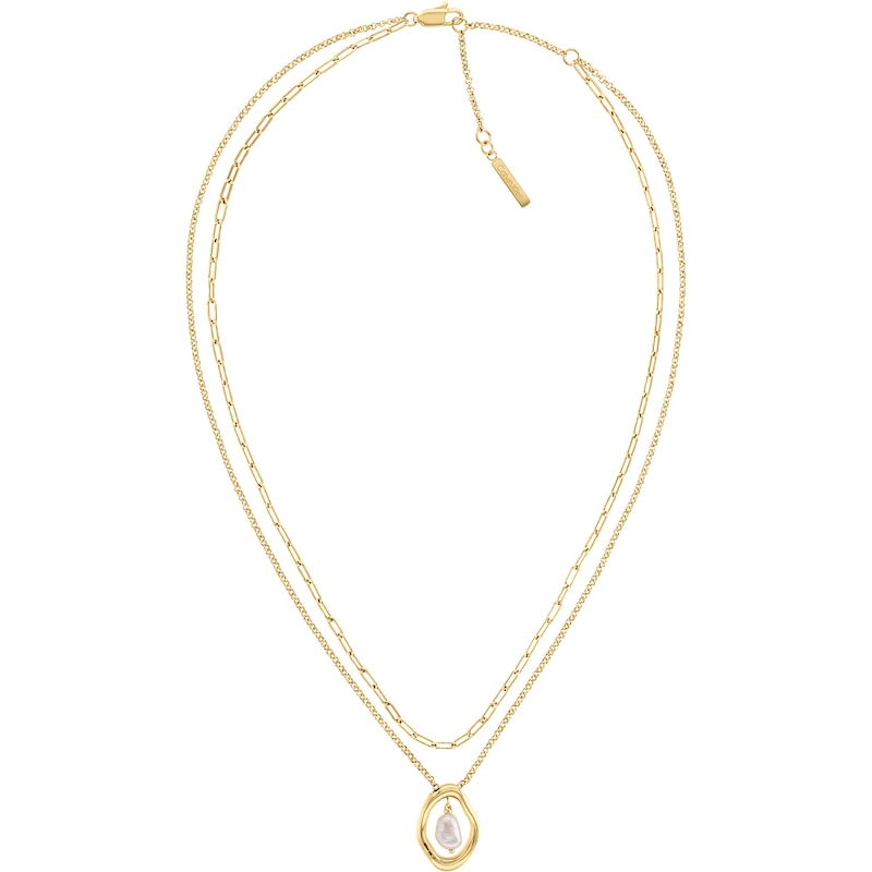 Calvin Klein Ladies' Gold-Tone Stainless Steel Layered Pendant Necklace