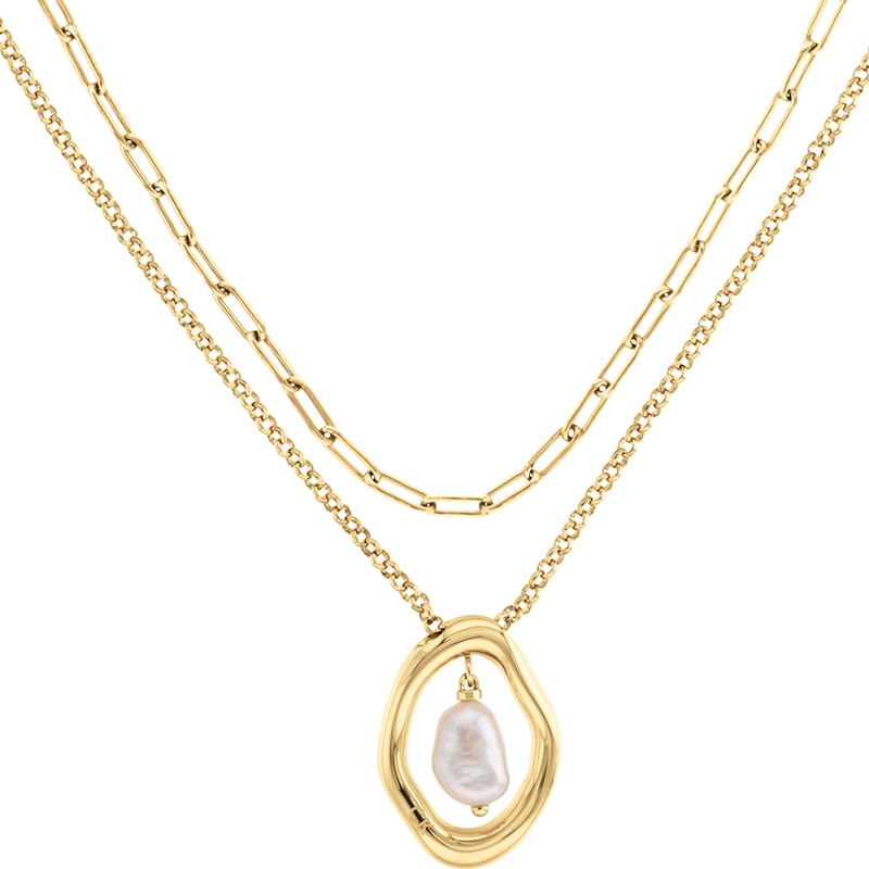 Calvin Klein Ladies' Gold-Tone Stainless Steel Layered Pendant Necklace