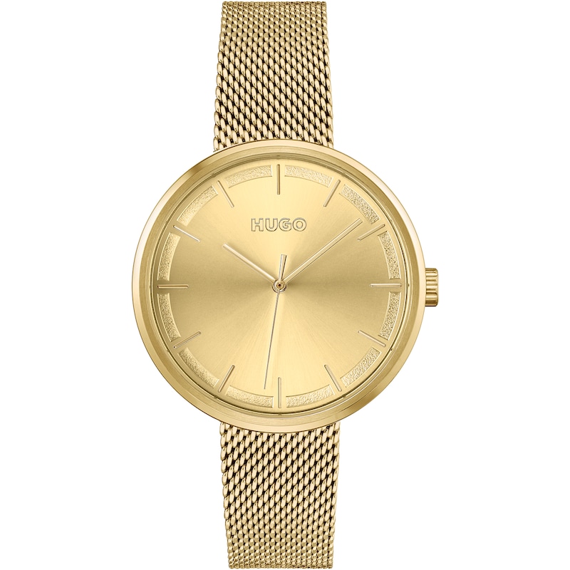 HUGO #MOVE Ladies' Gold Tone Mesh Bracelet Watch